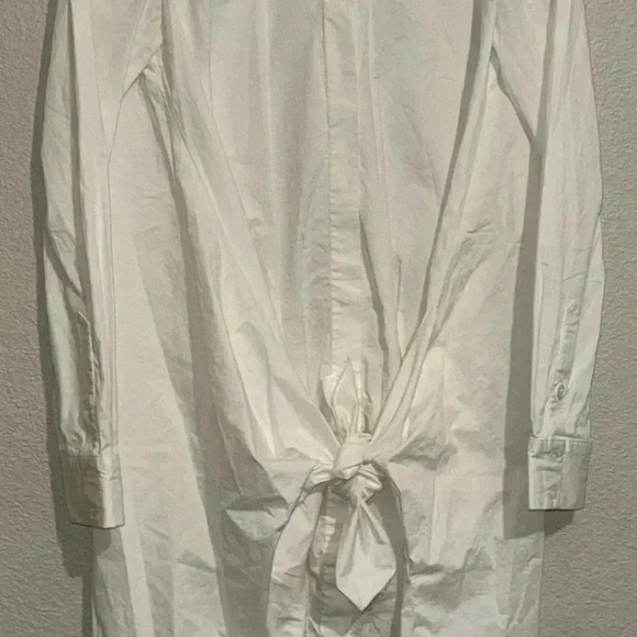 Hatch Maternity Tie-Front Knot Shirt Collared Tunic Dress - Picture 2 of 8